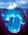 Iceburg shown with both tip and the greater part submerged
