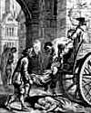corpse being loaded onto cart during the Great Plague in London