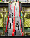 Escalators as imagined by an artist for a computer graphic