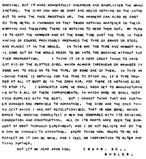 Typewritten Letter from Sholes to Charles Edward Weller, 28 Sep1870 Typewritten Letter from Sholes to Charles Edward Weller, 28 Sep1870